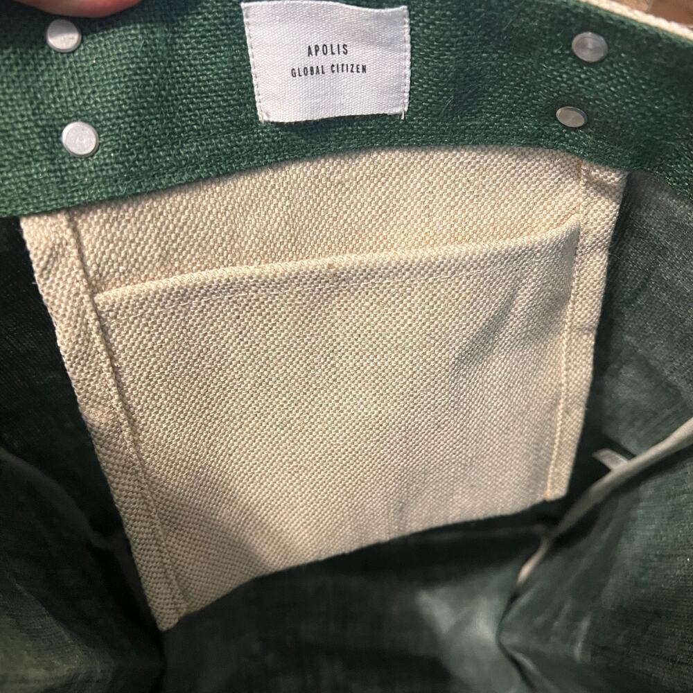 Apolis Large Reusable Green All The Things Jute Market Bag Shopping Bag Tote NEW - Picture 7 of 8